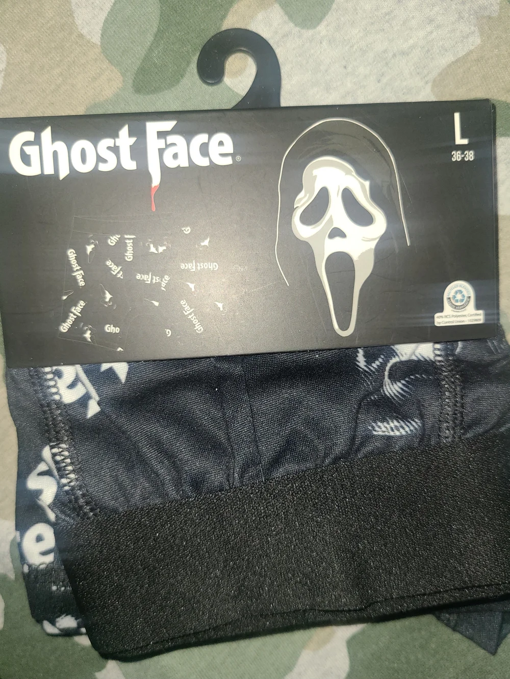 Men's Black Ghost Face Boxer Briefs - Large
